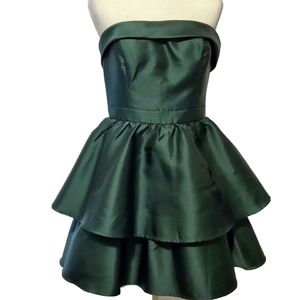 B. Darlin Forest Green Strapless Twin Tiered Dress